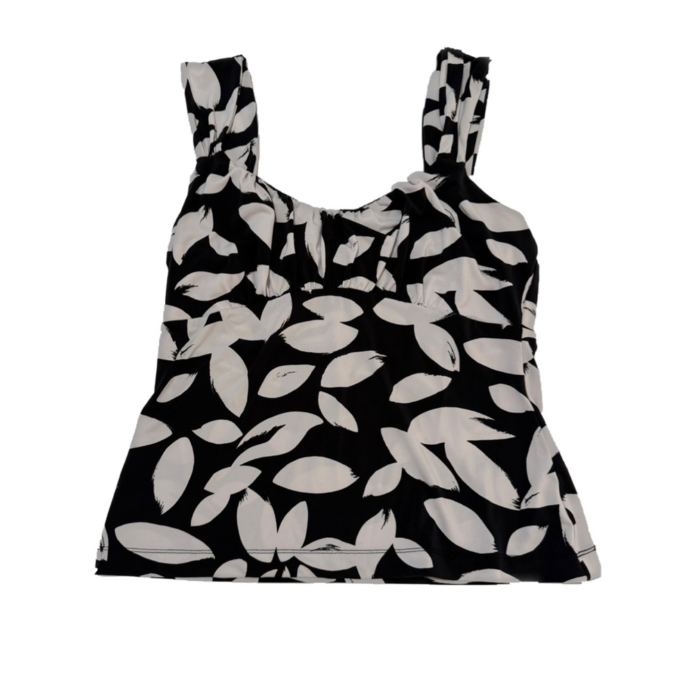 White House Black Market Black & White Leaf-Print Camisole